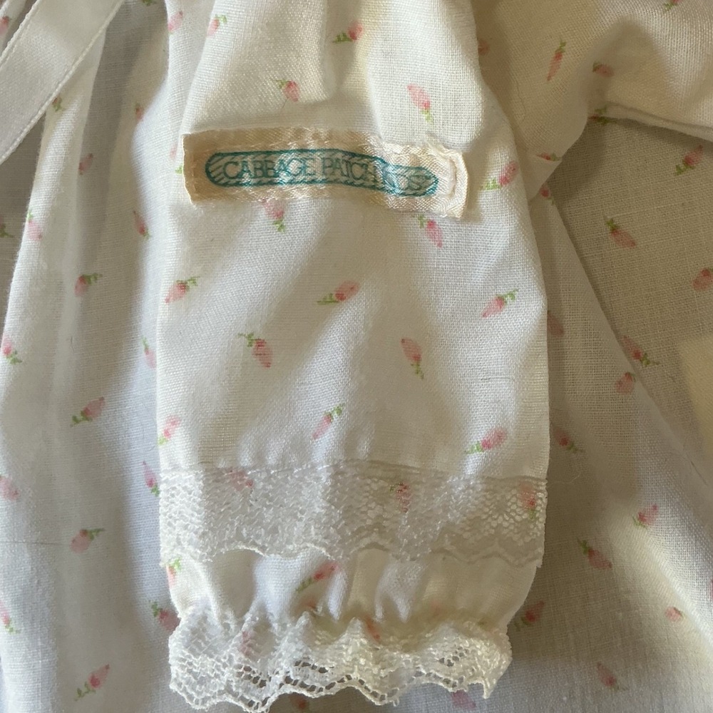 Vintage 1980's COLECO Cabbage Patch Kids Doll Dress White Pink Floral Lace - Picture 3 of 8